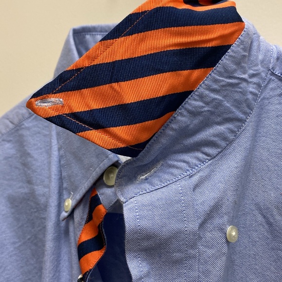 MINE blue with orange/ navy striped lining men’s shirt size M NWT - Picture 5 of 6